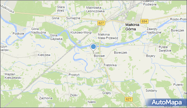 mapa Borowe, Borowe gmina Małkinia Górna na mapie Targeo